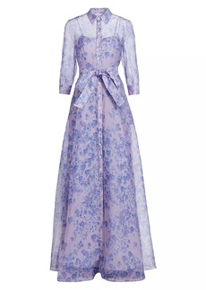 Carolina Herrera Belted Floral Silk Trench Gown