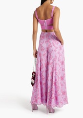 Carolina Herrera - Pleated floral-print crepe de chine wide-leg pants - Purple - US 6