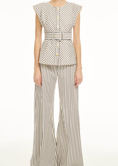 Carolina Herrera - Belted Cotton-Blend Top - Stripe - US 2 - Moda Operandi