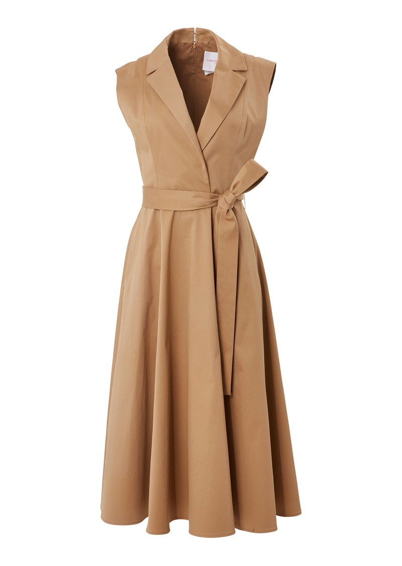 Carolina Herrera - Belted Stretch-Cotton Trench Midi Dress - Neutral - US 6 - Moda Operandi