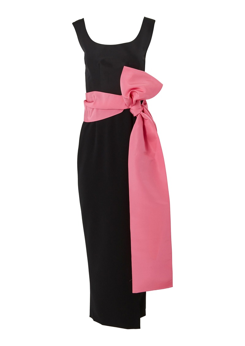 Carolina Herrera - Bow-Detailed Crepe Midi Dress - Black - US 8 - Moda Operandi