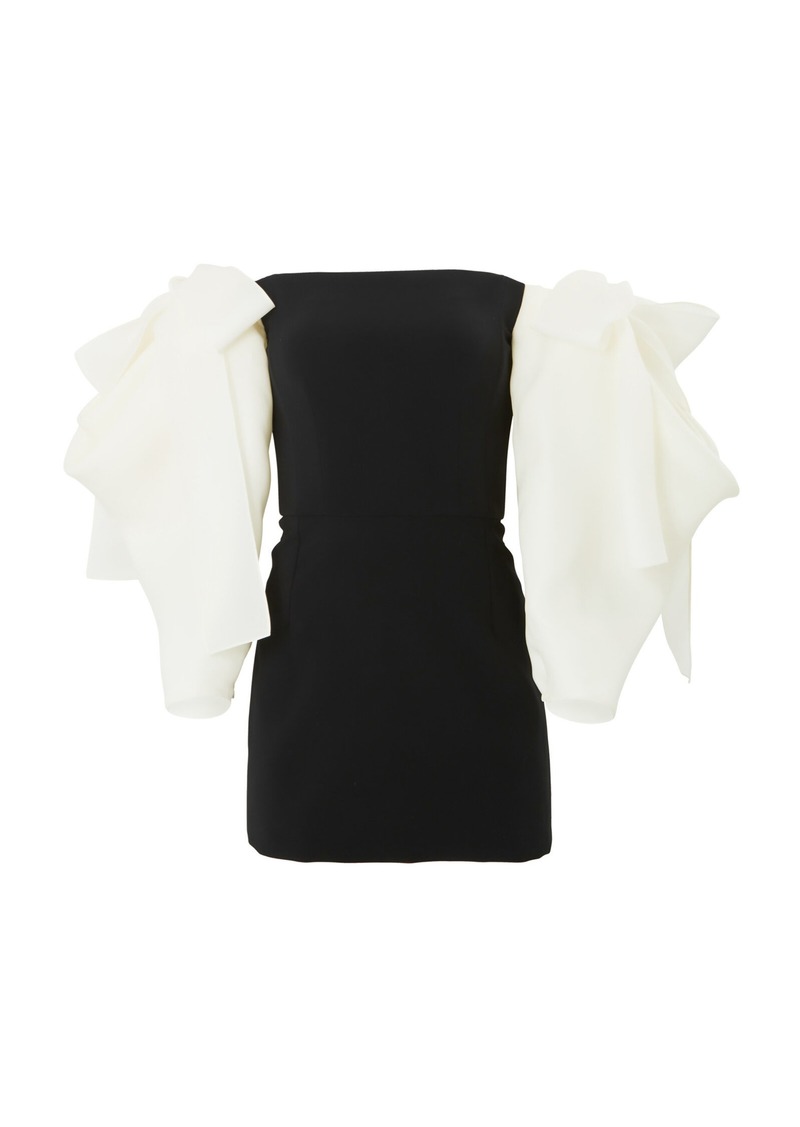 Carolina Herrera - Bow-Detailed Off-The-Shoulder Crepe Mini Dress - Black/white - US 12 - Moda Operandi