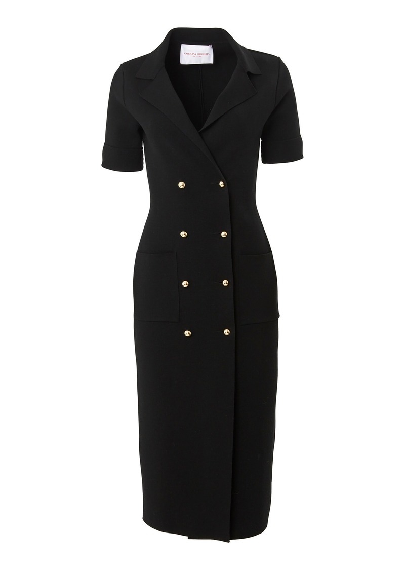 Carolina Herrera - Button-Detailed Wool Midi Dress - Black - M - Moda Operandi