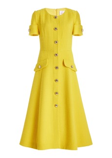 Carolina Herrera - Button-Front Virgin-Wool Midi Dress - Yellow - US 0 - Moda Operandi