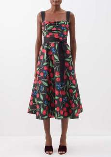 Carolina Herrera - Cherry-print Faille Dress - Womens - Black Multi