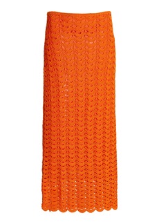 Carolina Herrera - Crocheted Midi Skirt - Orange - L - Moda Operandi