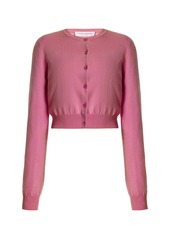 Carolina Herrera - Cropped Knit Silk-Cotton Cardigan - Pink - XL - Moda Operandi