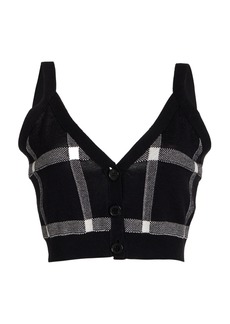 Carolina Herrera - Cropped Knit Wool-Silk Cami Top - Black/white - S - Moda Operandi