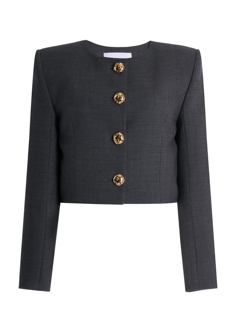 Carolina Herrera - Cropped Stretch-Wool Jacket - Grey - US 2 - Moda Operandi