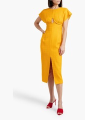 Carolina Herrera - Cutout wool-blend tweed midi dress - Yellow - US 0