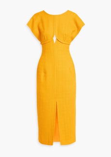 Carolina Herrera - Cutout wool-blend tweed midi dress - Yellow - US 0