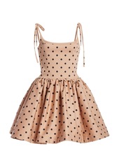 Carolina Herrera - Dotted Cotton Mini Dress - Neutral - US 4 - Moda Operandi