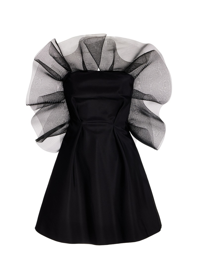 Carolina Herrera - Dramatic Ruffled Bodice Silk Faille Mini Dress - Black - US 2 - Moda Operandi