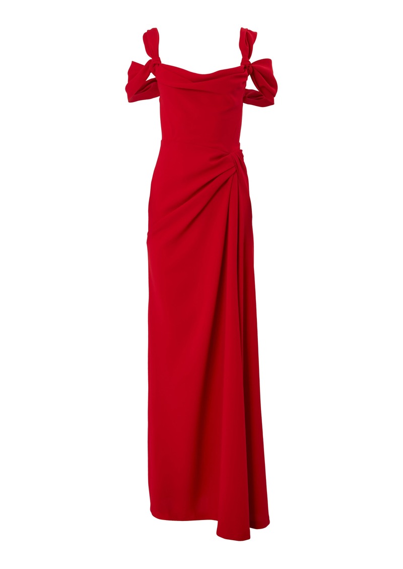 Carolina Herrera - Draped Crepe Off-The-Shoulder Gown - Red - US 2 - Moda Operandi