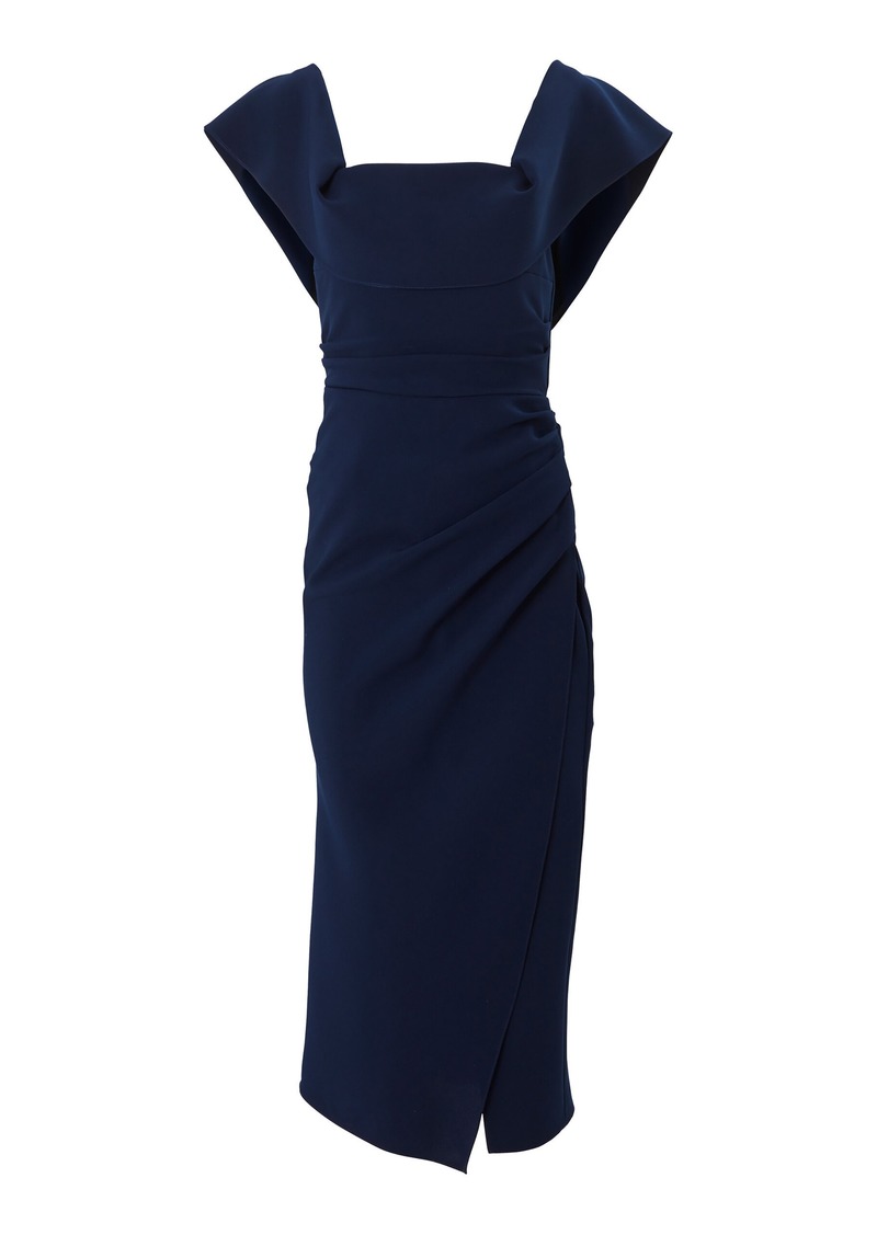 Carolina Herrera - Draped Midi Dress - Navy - US 2 - Moda Operandi