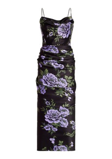 Carolina Herrera - Draped Satin Midi Dress - Multi - US 2 - Moda Operandi
