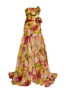 Carolina Herrera - Draped Silk Maxi Dress - Multi - US 4 - Moda Operandi