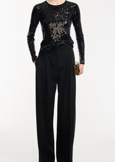Carolina Herrera - Embroidered Sequin Knit Top - Black - XL - Moda Operandi