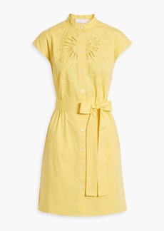 Carolina Herrera - Emroidered cotton-blend poplin mini dress - Yellow - US 2