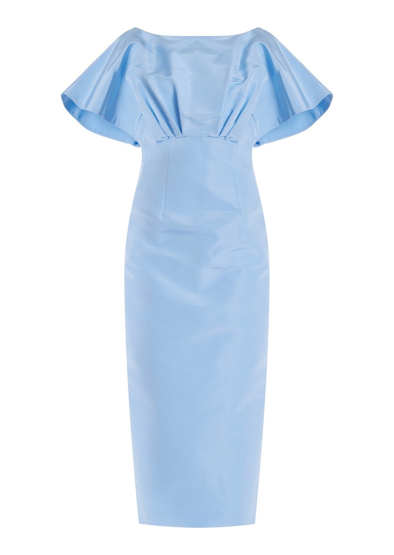 Carolina Herrera - Exclusive Pleated Silk-Taffeta Midi Dress - Blue - US 0 - Moda Operandi