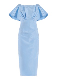 Carolina Herrera - Exclusive Pleated Silk-Taffeta Midi Dress - Blue - US 6 - Moda Operandi