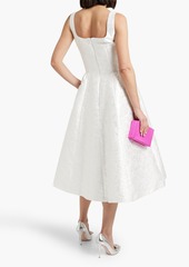 Carolina Herrera - Flared satin-jacquard midi dress - White - US 10