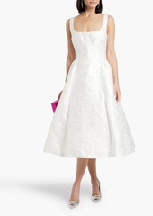 Carolina Herrera - Flared satin-jacquard midi dress - White - US 10