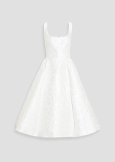 Carolina Herrera - Flared satin-jacquard midi dress - White - US 4