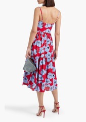 Carolina Herrera - Floral-print cotton-blend poplin midi dress - Red - US 2
