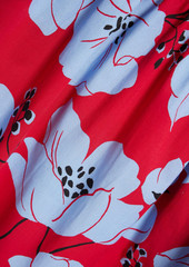 Carolina Herrera - Floral-print cotton-blend poplin midi dress - Red - US 2