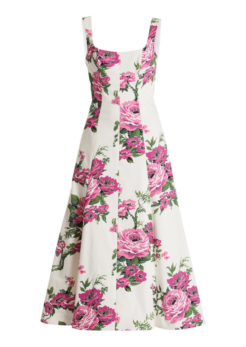 Carolina Herrera - Floral-Printed Cotton Midi Dress - White - US 14 - Moda Operandi