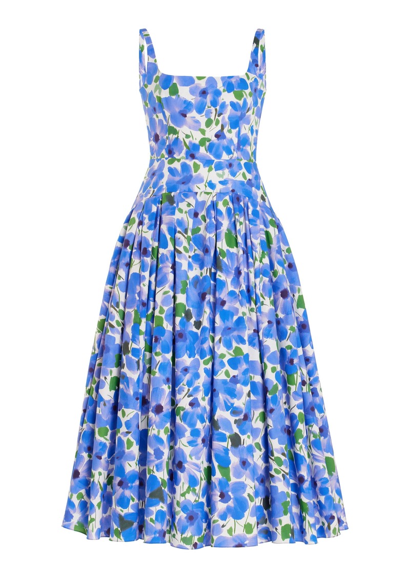 Carolina Herrera - Floral Stretch-Cotton Midi Dress - Floral - US 10 - Moda Operandi