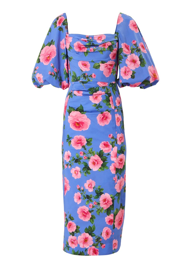 Carolina Herrera - Floral Stretch-Cotton Midi Dress - Multi - US 2 - Moda Operandi