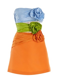 Carolina Herrera - Flower-Detailed Silk Mini Dress - Multi - US 6 - Moda Operandi