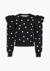 Carolina Herrera - Gathered polka-dot knitted sweater - Black - XL