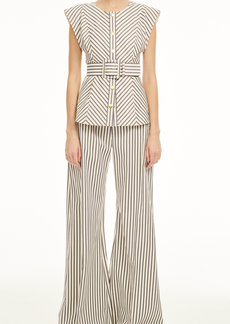 Carolina Herrera - High-Rise Cotton-Blend Wide-Leg Pants - Stripe - US 2 - Moda Operandi