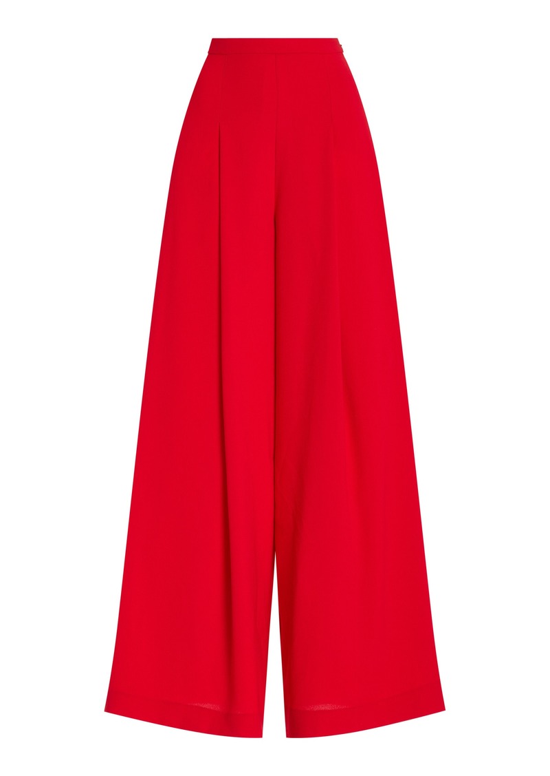 Carolina Herrera - High-Rise Crepe Wide-Leg Pants - Red - US 8 - Moda Operandi