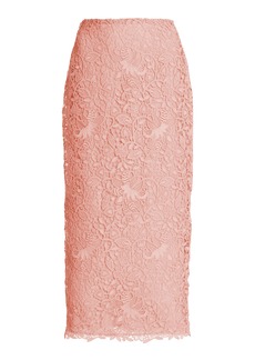 Carolina Herrera - Lace Broderie Midi Skirt - Pink - US 2 - Moda Operandi