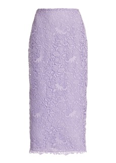 Carolina Herrera - Lace Broderie Midi Skirt - Purple - US 6 - Moda Operandi