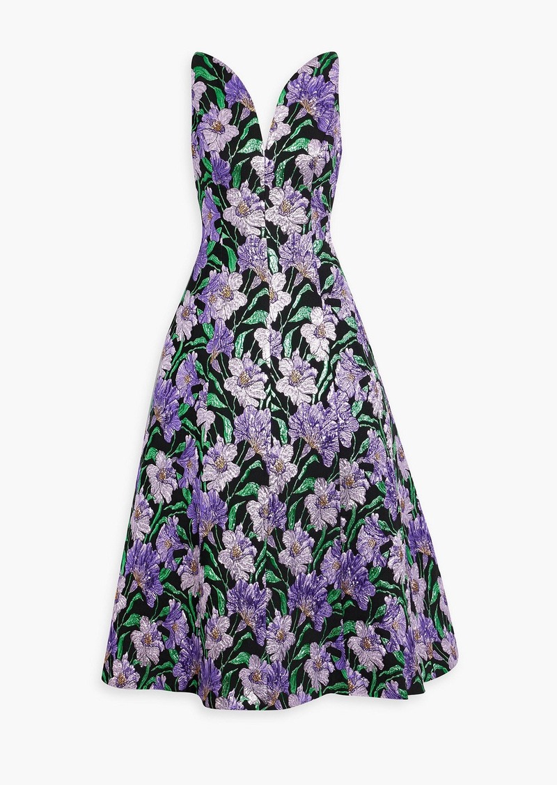 Carolina Herrera - Metallic brocade midi dress - Purple - US 12