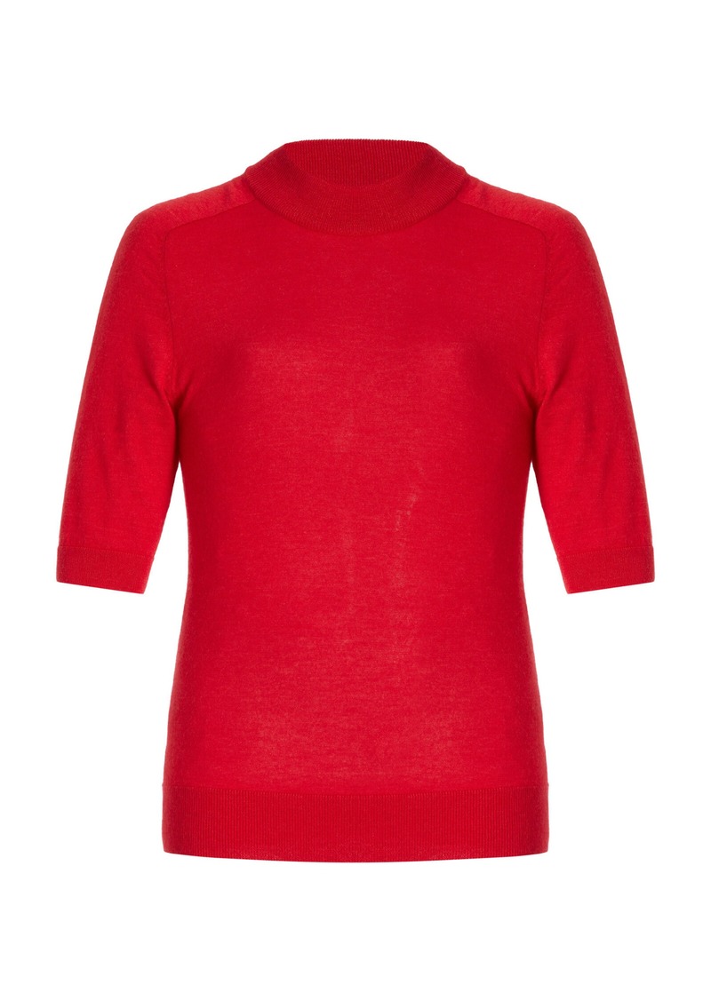 Carolina Herrera - Mock Neck Knit Stretch-Wool Top - Red - XS - Moda Operandi