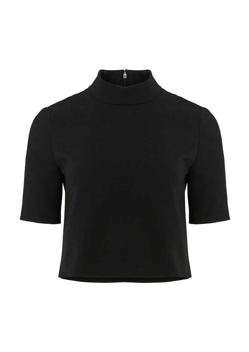 Carolina Herrera - Mockneck Wool-Blend Top - Black - US 2 - Moda Operandi