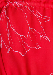 Carolina Herrera - Off-the-shoulder cropped floral-print silk top - Red - US 2