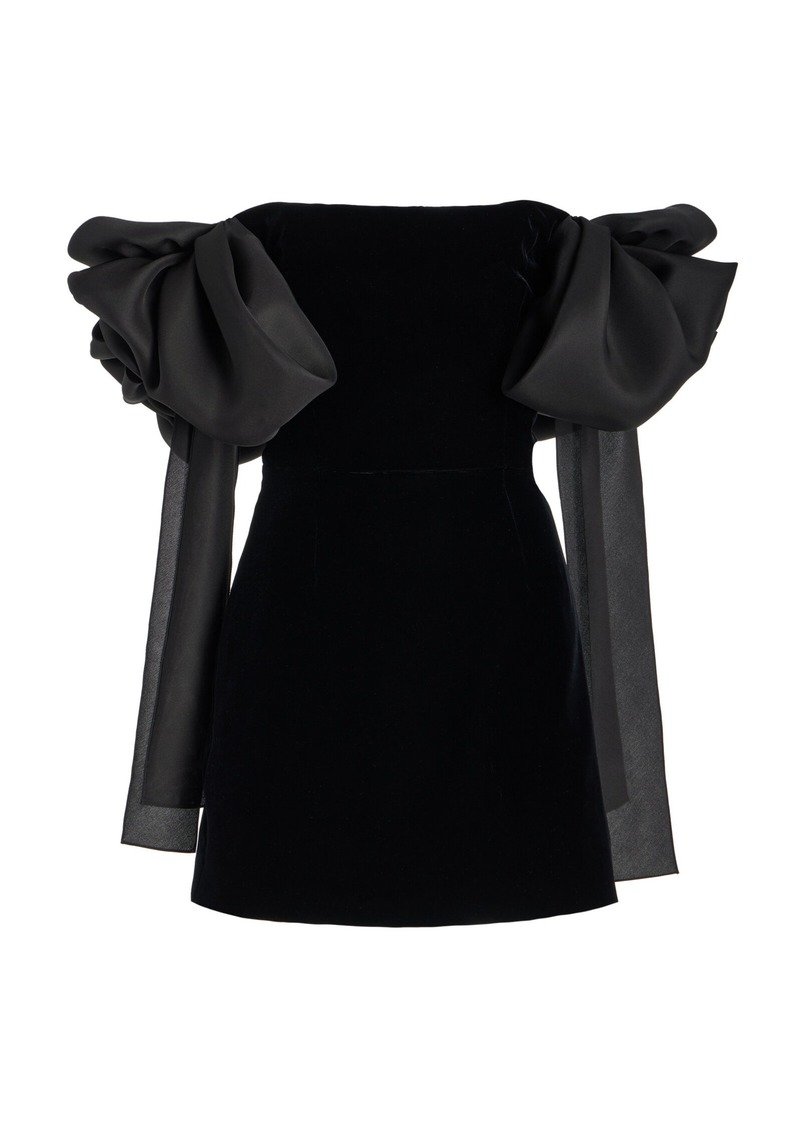 Carolina Herrera - Off-The-Shoulder Stretch-Velvet Mini Dress - Black - US 6 - Moda Operandi