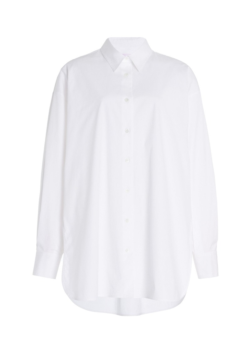 Carolina Herrera - Oversized Cotton-Blend Button-Down Shirt - White - US 0 - Moda Operandi