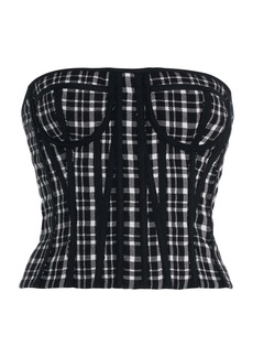 Carolina Herrera - Plaid Bustier Top - Black/white - US 4 - Moda Operandi