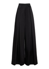 Carolina Herrera - Pleated Satin Wide-Leg Pants - Black - US 14 - Moda Operandi