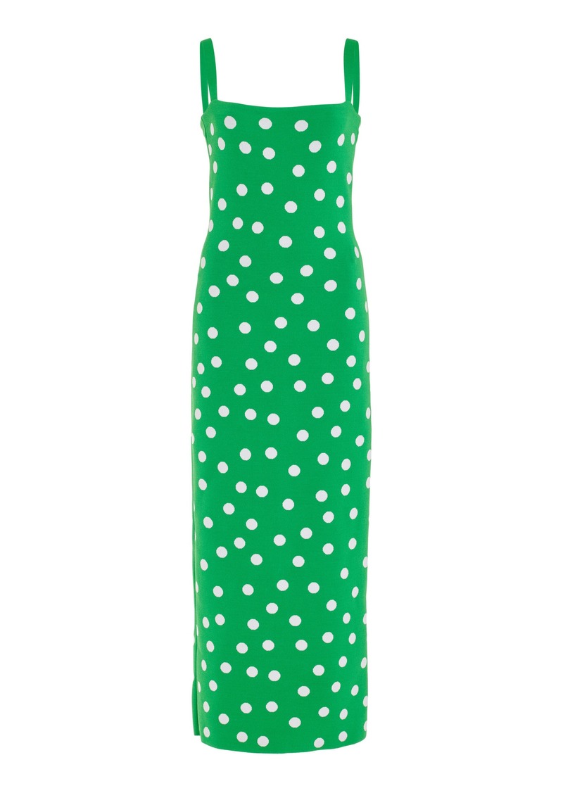 Carolina Herrera - Polka-Dot Midi Dress - Green - L - Moda Operandi