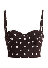 Carolina Herrera - Polka-Dotted Cotton Bustier Crop Top - Brown - US 2 - Moda Operandi