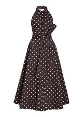 Carolina Herrera - Polka-Dotted Sleeveless Cotton Midi Dress - Brown - US 2 - Moda Operandi